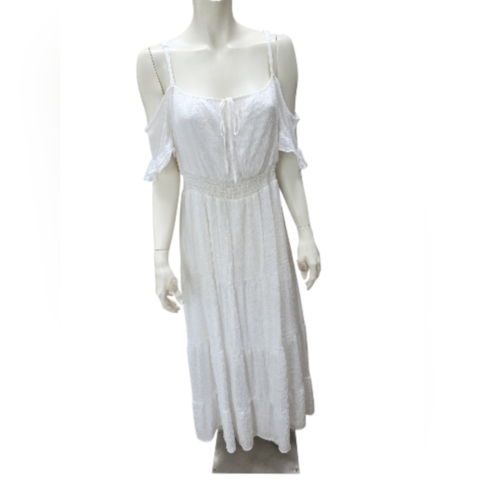 Fabulous White Cold-Shoulder Maxi Dress